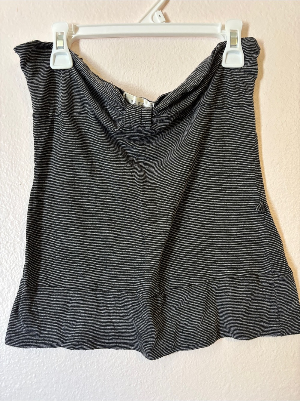 Woman’s Y2K Black & White Stripe Strapless Top, Size S